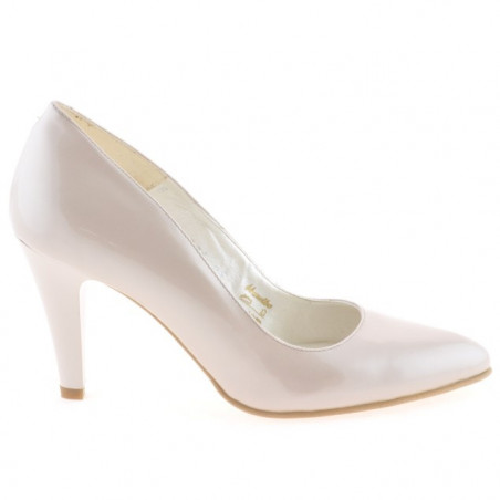 Zapatos elegantes de mujer 1234 charol beige nácar