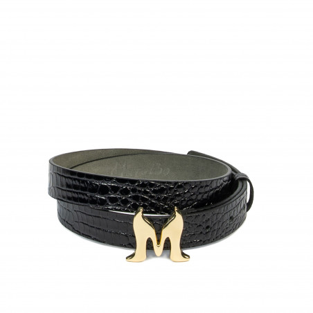 Cinturón de mujer 41m croco charol negro