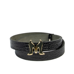 Cinturón de mujer 41m croco charol negro