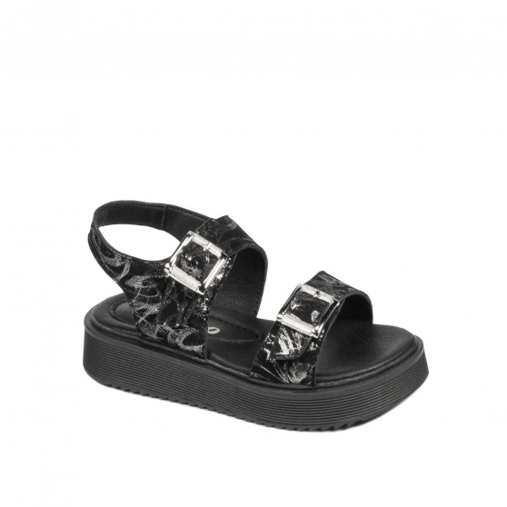 Sandalias niños pequeños 81c negro+plata
