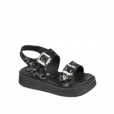 Sandalias niños pequeños 81c negro+plata