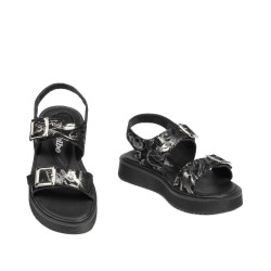 Sandalias niños pequeños 81c negro+plata