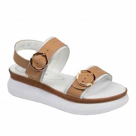 Sandalias mujer 5106 blanco+marrón