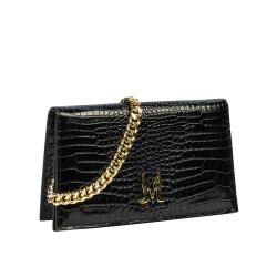 Bolso de mujer de hombro 029g croco charol negro