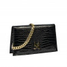 Bolso de mujer de hombro 029g croco charol negro
