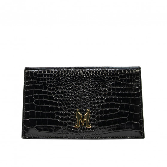 Bolso de mujer de hombro 029g croco charol negro
