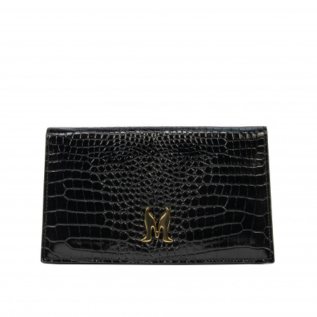 Bolso de mujer de hombro 029g croco charol negro