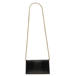 Bolso de mujer de hombro 029g croco charol negro