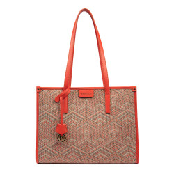 Bolso de playa para mujer 031-1g motivo rosa combinado+naranja