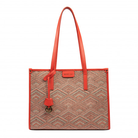 Bolso de playa para mujer 031-1g motivo rosa combinado+naranja