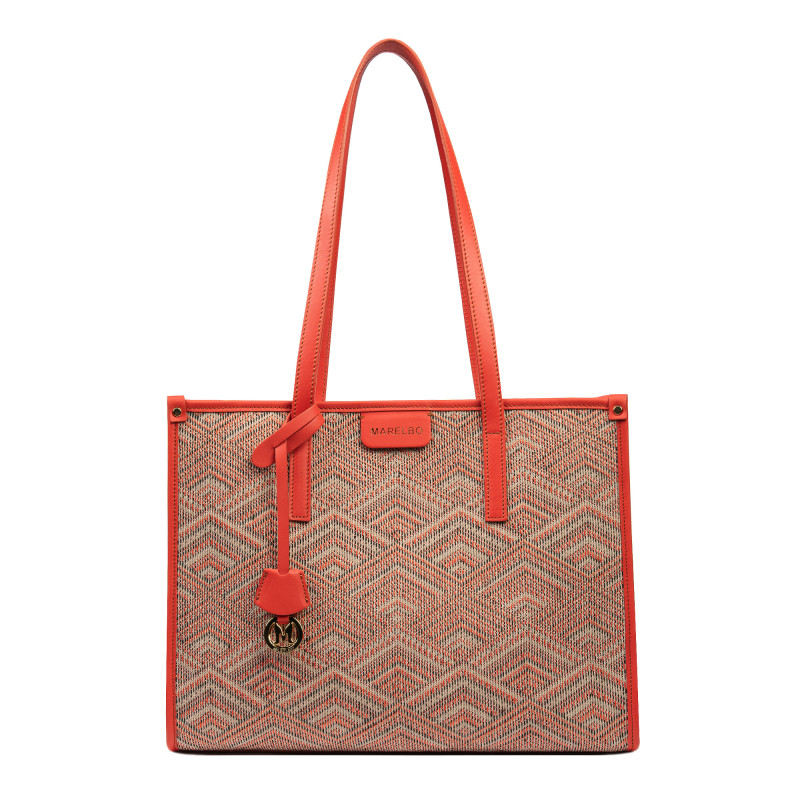 Bolso de playa para mujer 031-1g motivo rosa combinado+naranja