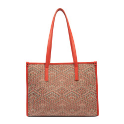 Bolso de playa para mujer 031-1g motivo rosa combinado+naranja
