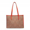 Bolso de playa para mujer 031-1g motivo rosa combinado+naranja