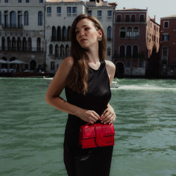Bolso de mujer de hombro 028g 01 croco rojo