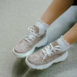Zapatillas deportivas de mujer 6053 beige camuflaje combinado lifestyle