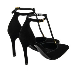 Zapatos elegantes mujer 1323 negro terciopelo