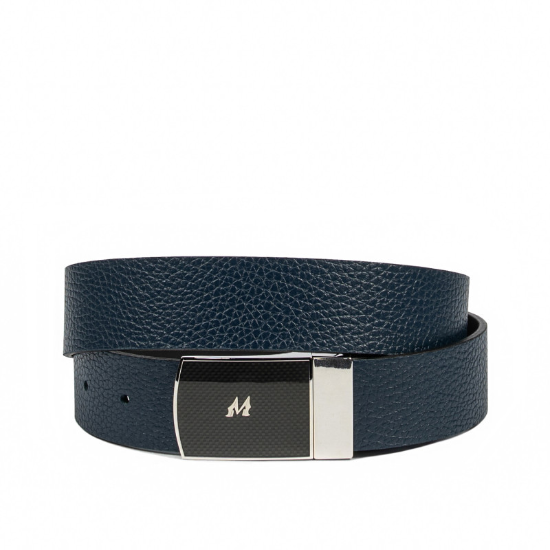 Cinturón hombre 62b bicolor biz azul+negro mate