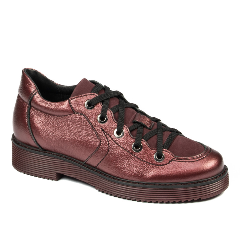Zapatos casuales de mujer 6026 burdeos nácar combinado