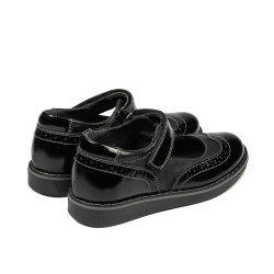 Zapatos para niños pequeños 56c charol negro combinado