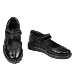 Zapatos para niños pequeños 56c charol negro combinado