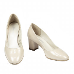 Zapatos elegantes de mujer 1268 charol marfil