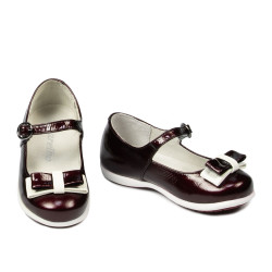 Zapatos para niños pequeños 51c charol burdeos+blanco