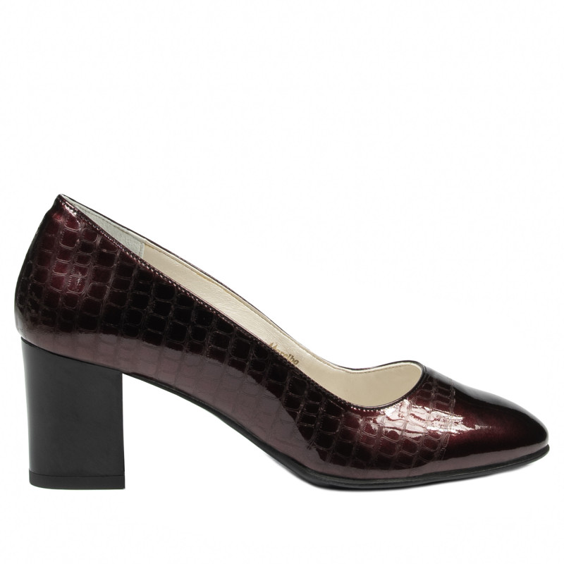 Zapatos elegantes de mujer 1268 charol burdeos