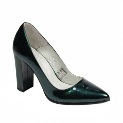 Zapatos elegantes de mujer 1261 charol verde perla