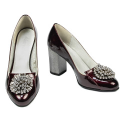 Zapatos elegantes de mujer 1272 charol burdeos