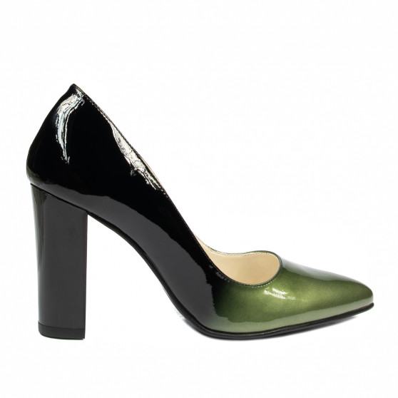 Zapatos elegantes para mujer 1261 charol verde+negro