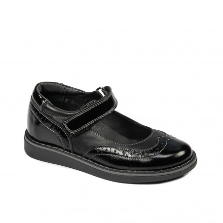 Zapatos para niños pequeños 56c charol negro combinado