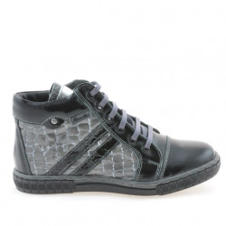 Botas para niños 3213 charol negro+gris