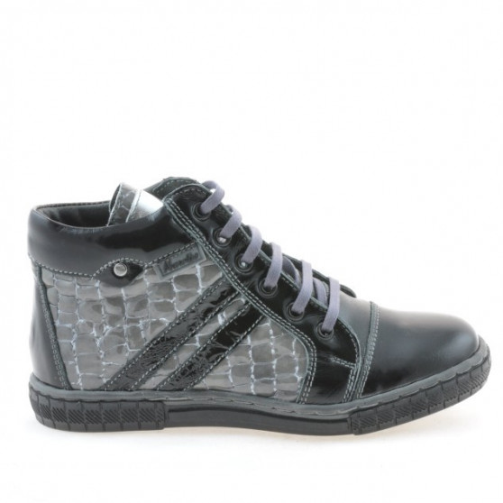 Botas para niños 3213 charol negro+gris