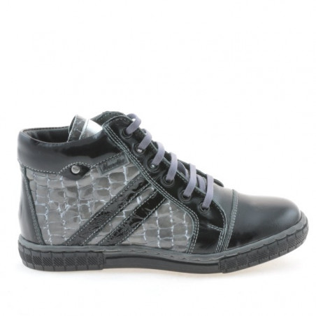Botas para niños 3213 charol negro+gris