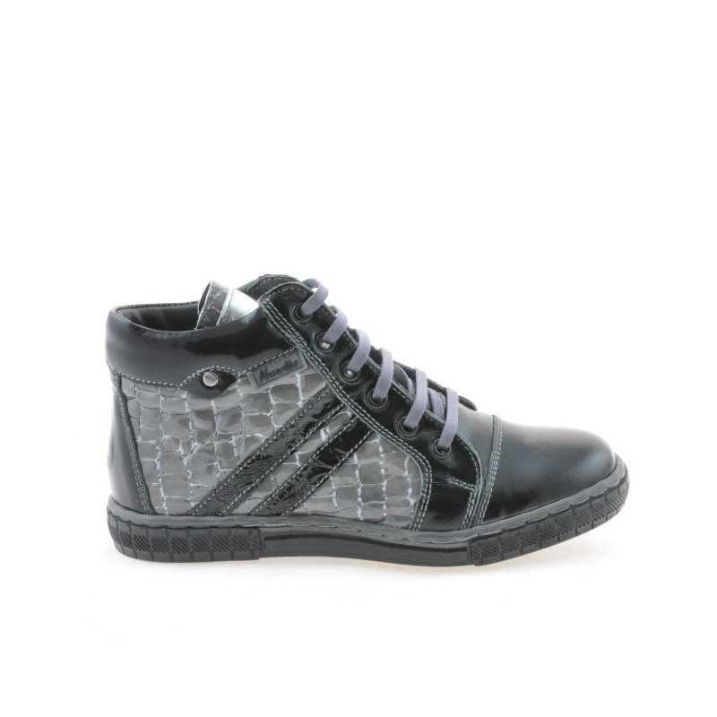 Botas para niños 3213 charol negro+gris