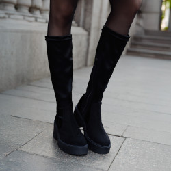 Botas de mujer 3404 cuero negro combinado lifestyle
