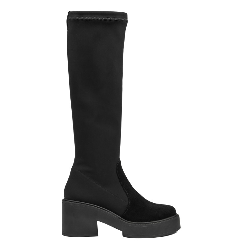 Botas de mujer 3404 cuero negro combinado