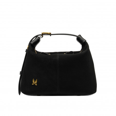 Bolso de mano para mujer 037g gamuza negra