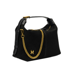 Bolso de mano para mujer 037g gamuza negra
