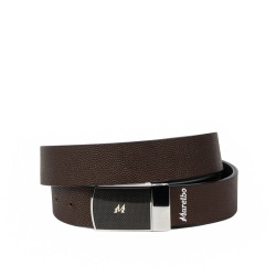 Cinturón de hombre 62b bicolor negro caviar+marrón caviar