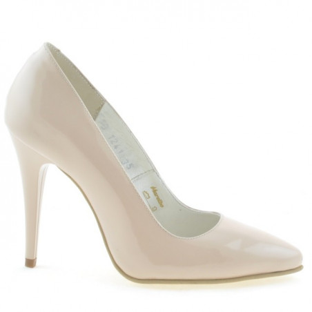 Zapatos elegantes de mujer 1241 charol beige nácar