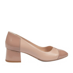 Zapatos elegantes de mujer 1332 charol nude combinado