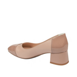 Zapatos elegantes de mujer 1332 charol nude combinado