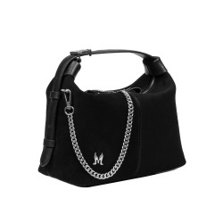 Bolso de mano para mujer 037g 01 gamuza negra