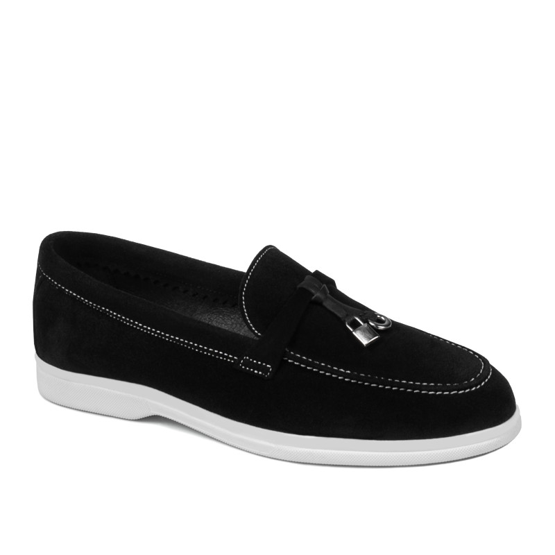 Mocasines de mujer 6082 negro de ante