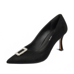 Zapatos elegantes de mujer 1318 negro terciopelo