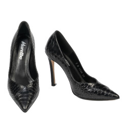 Zapatos elegantes de mujer 1330 croco negro