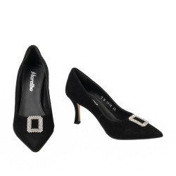 Zapatos elegantes de mujer 1318 negro terciopelo