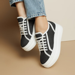 Zapatillas deportivas de mujer 6089 jeans negro combinado lifestyle