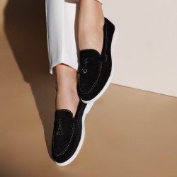 Mocasines de mujer 6082 negro de ante lifestyle